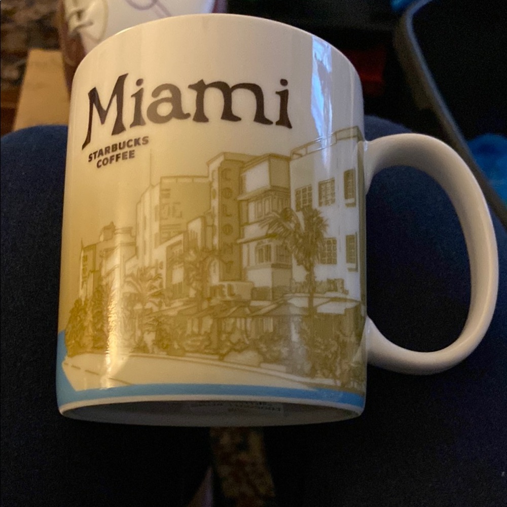 Starbucks Cream and Blue Miami Mug Dining Collection